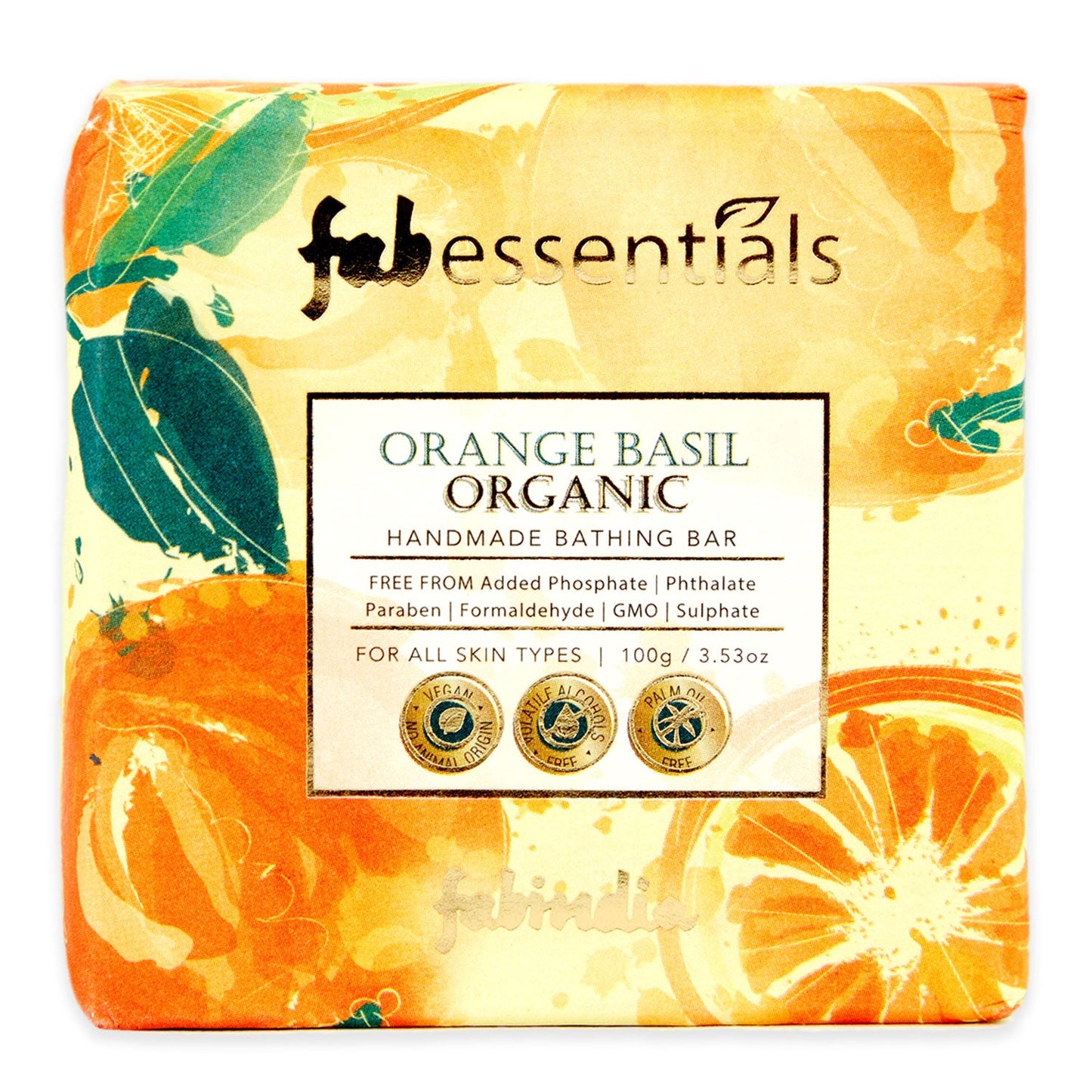 Orange Basil Organic Handmade Bathing Bar - 100 gm