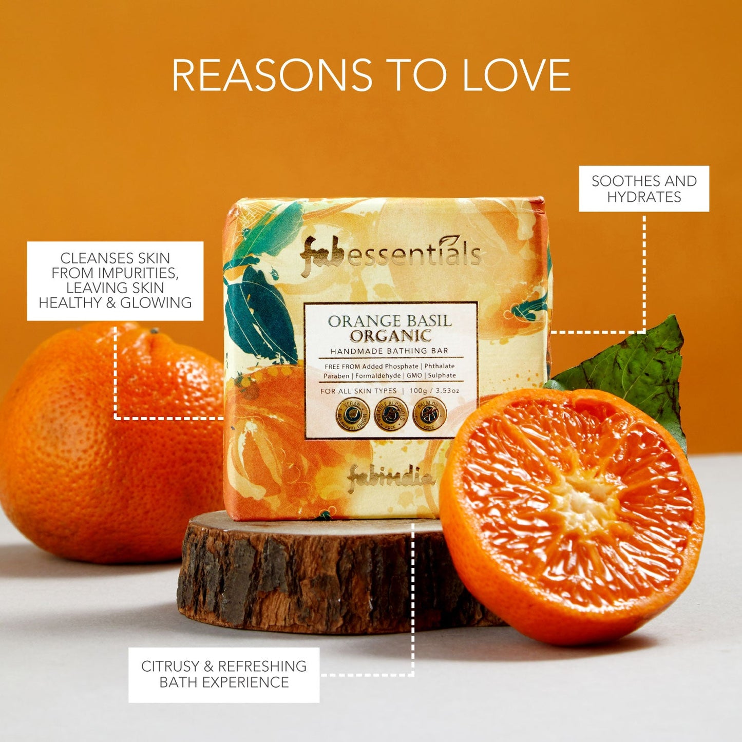 Orange Basil Organic Handmade Bathing Bar - 100 gm