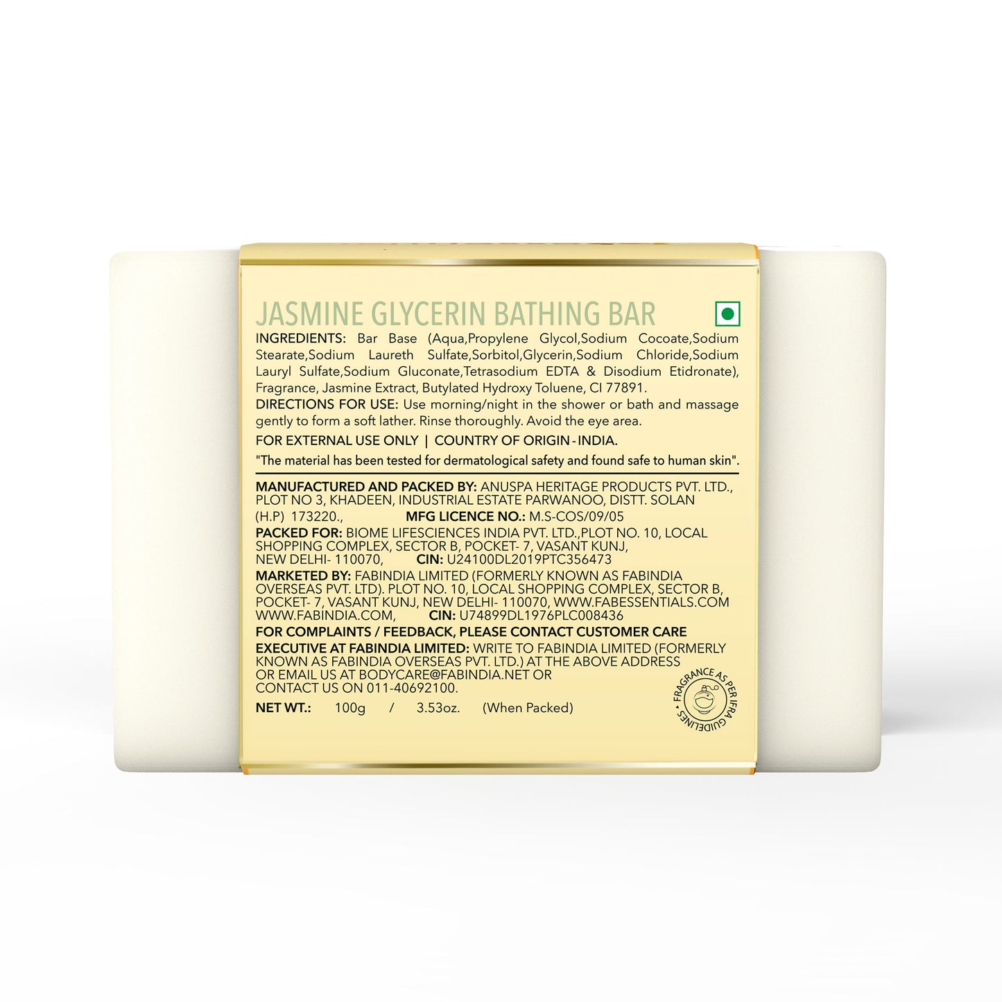 Jasmine Glycerin Bathing Bar - 100 gm