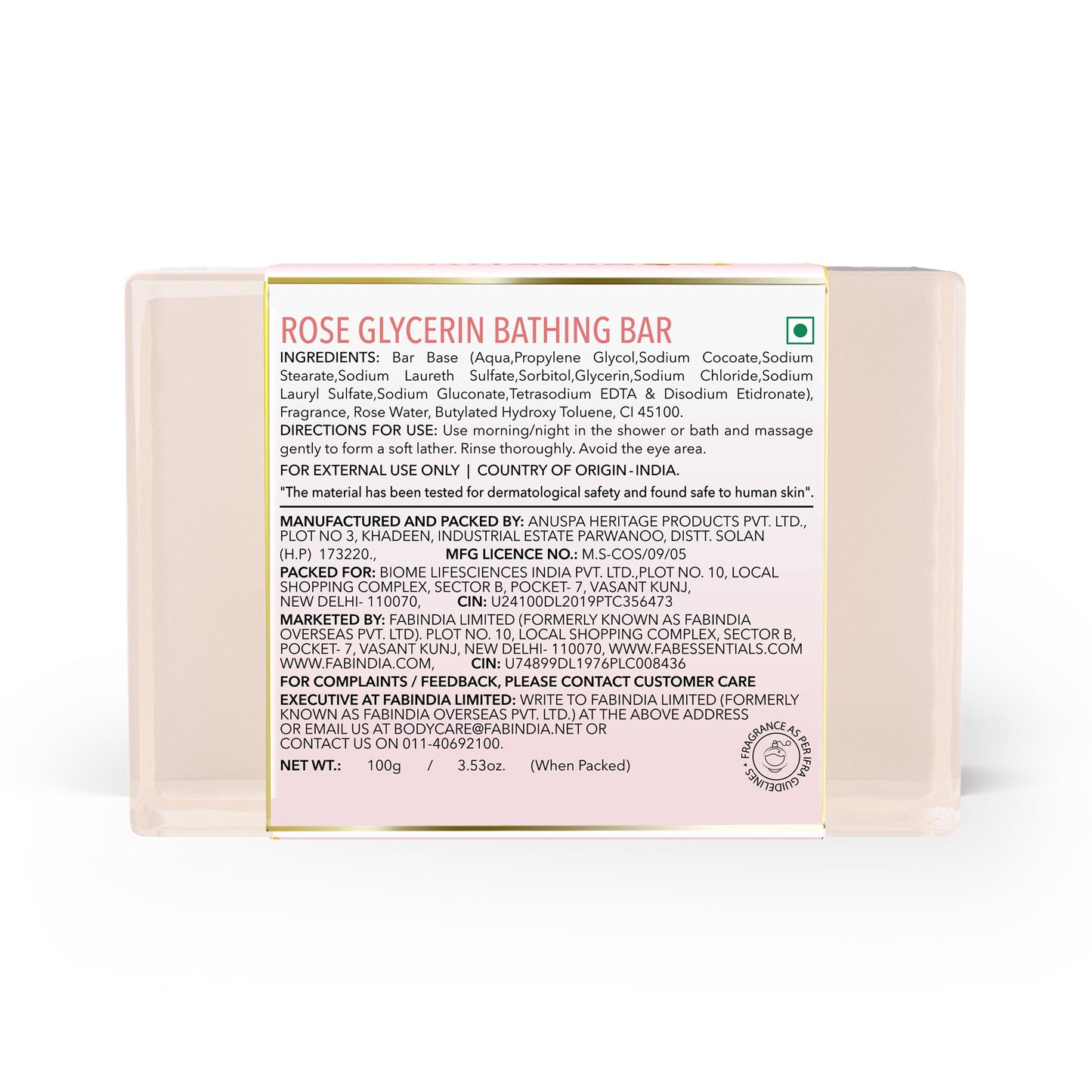 Rose Glycerin Bathing Bar - 100 gm
